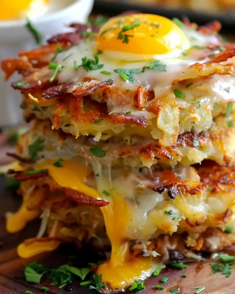 Hash Browns Breakfast Stacks: Easy Layers with Turkey Bacon and Chicken Ham