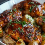 Honey BBQ Chicken with Garlic Potatoes Dinner Recipe