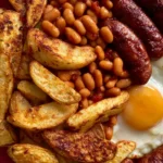 Homemade Chips with Sausages & Beans
