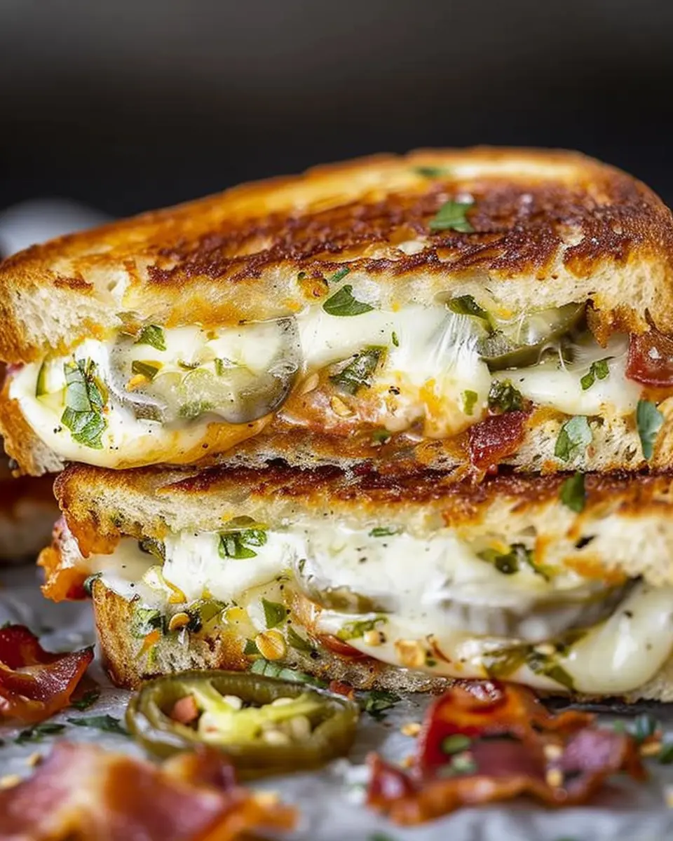 Roasted Jalapeño Popper Grilled Cheese with Turkey Bacon Twist