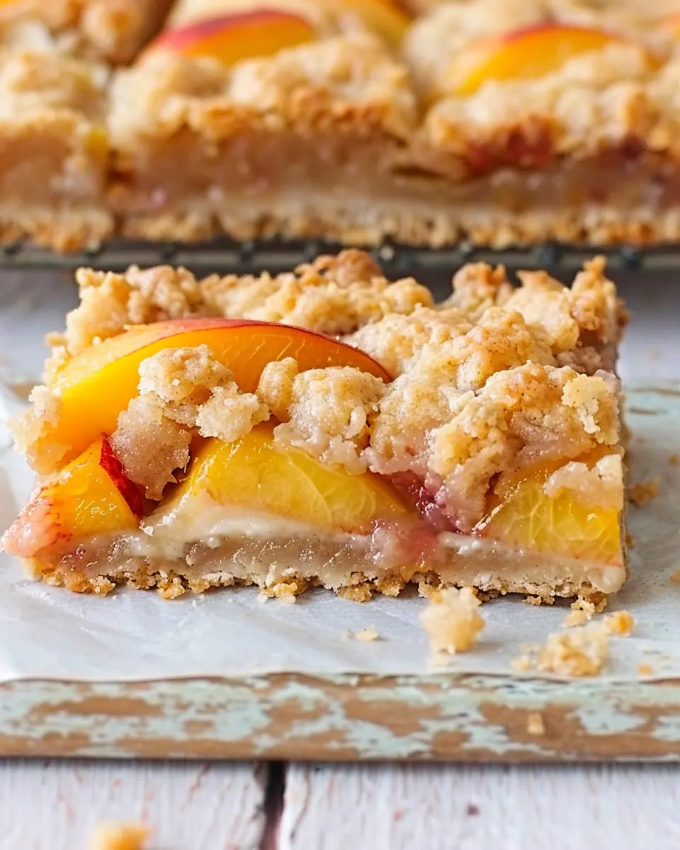 Peaches and Cream Crumble Bars: Indulgent Homemade Delight