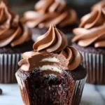 Swirled Chocolate Cupcakes with Creamy Chocolate Filling