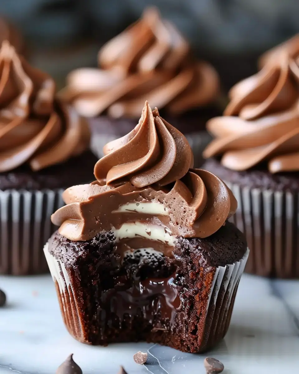 Swirled Chocolate Cupcakes: Indulgent Treat with Creamy Filling