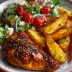 Spiced Chicken and Potato Wedges Plate