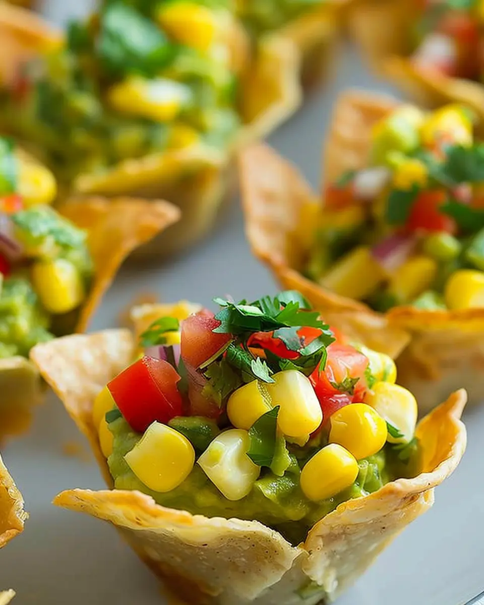 Easy Guacamole Cups: Delightful Corn Bites with Turkey Bacon + VIDEO