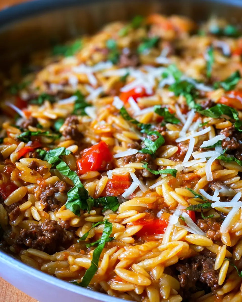 One Pan Ground Beef Orzo Bake: Easy Spring Comfort Food