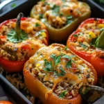 Easy Vegetarian Stuffed Bell Peppers with Rice
