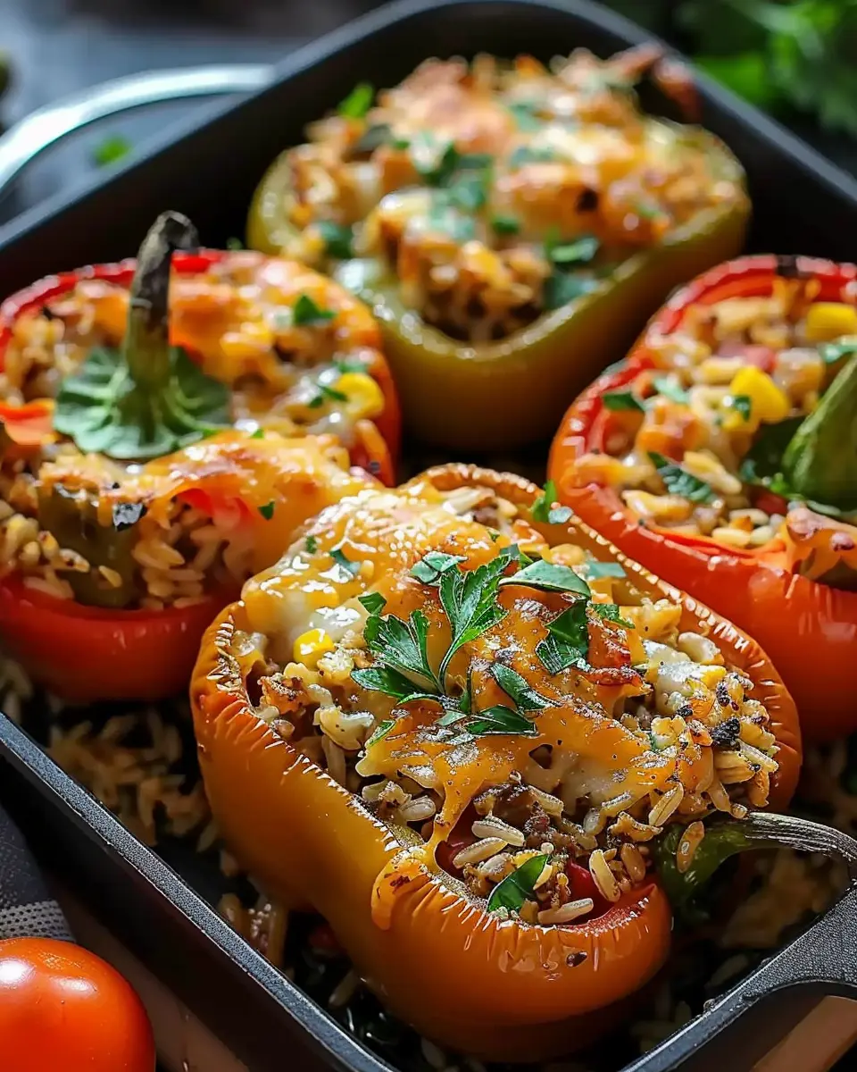 Easy Vegetarian Stuffed Bell Peppers Packed with Flavorful Rice