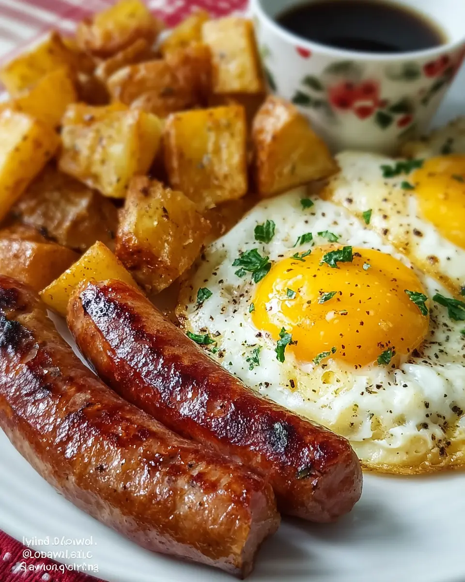 Hearty Sausage and Eggs Breakfast with Roasted Potatoes Delight