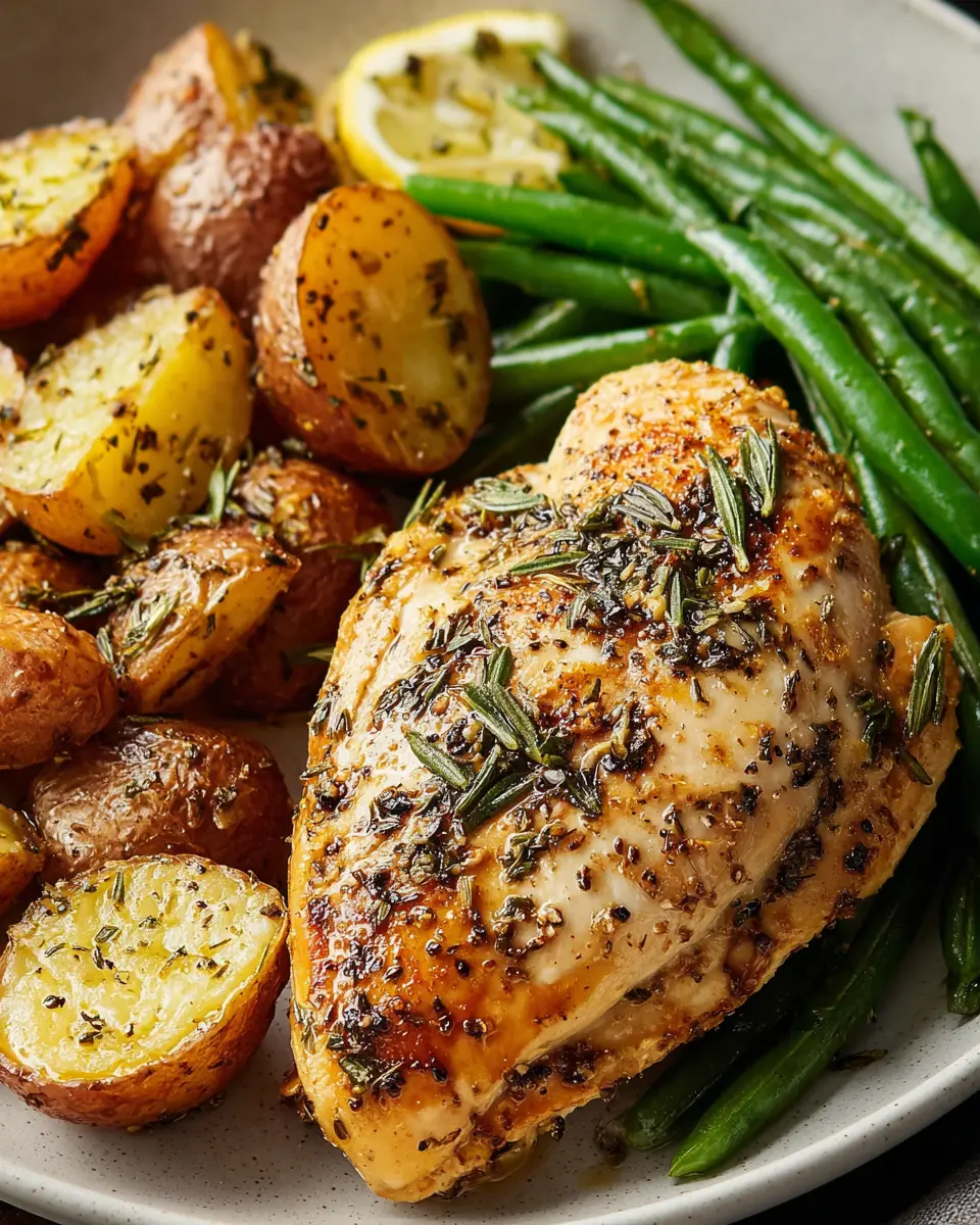 Garlic Herb Chicken: Easy Roasted Potatoes and Green Beans Recipe