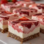 No-Bake Strawberry Cream Dream Cheesecake Squares