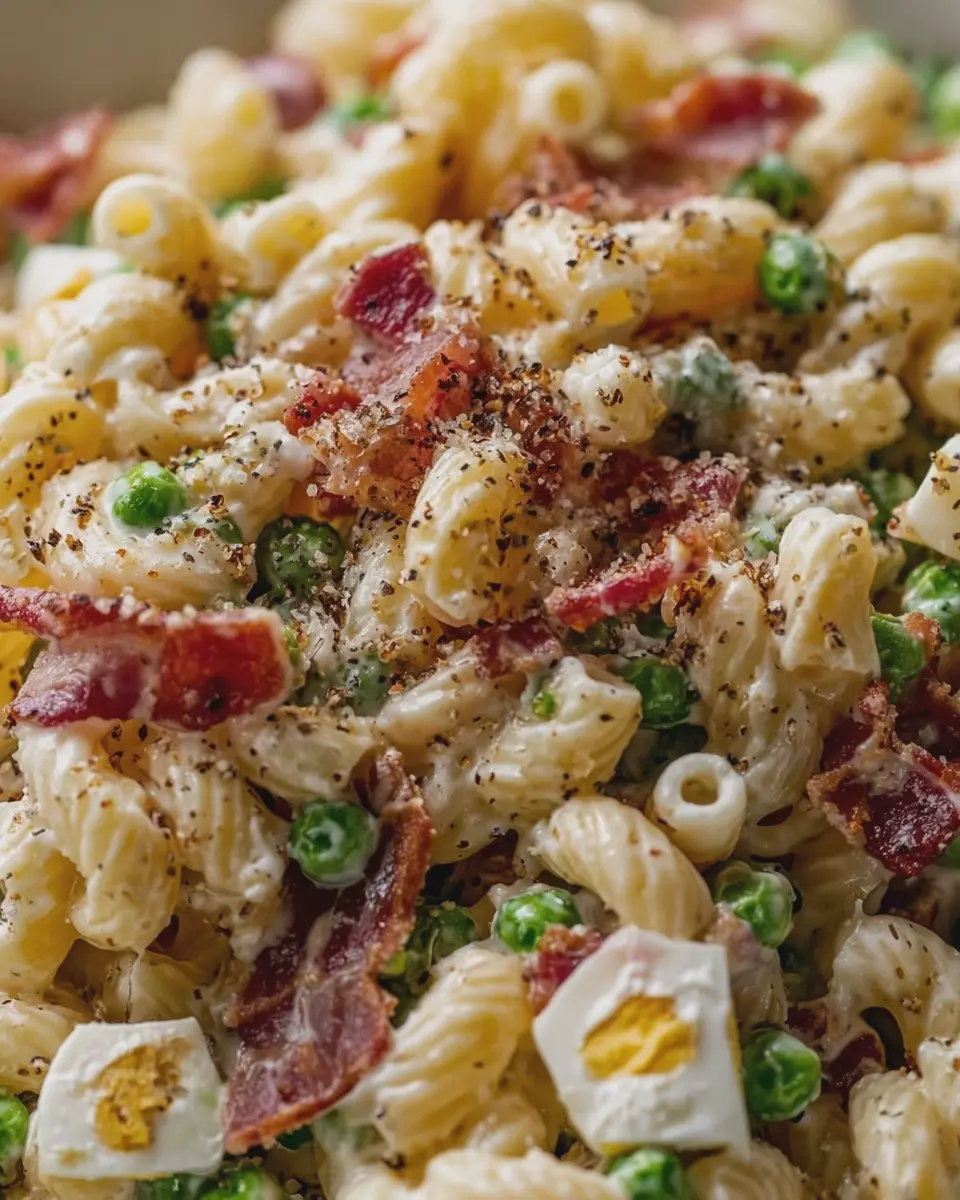 Carbonara Pasta Salad: Indulgent Twist with Turkey Bacon and Chicken Ham