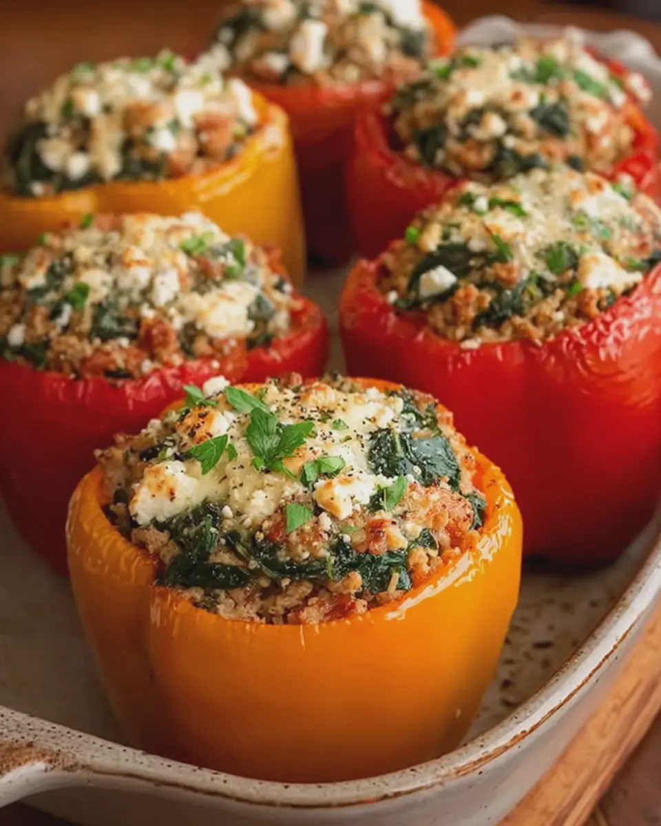 High-Protein Stuffed Peppers: Delicious Turkey Spinach &amp; Feta Recipe