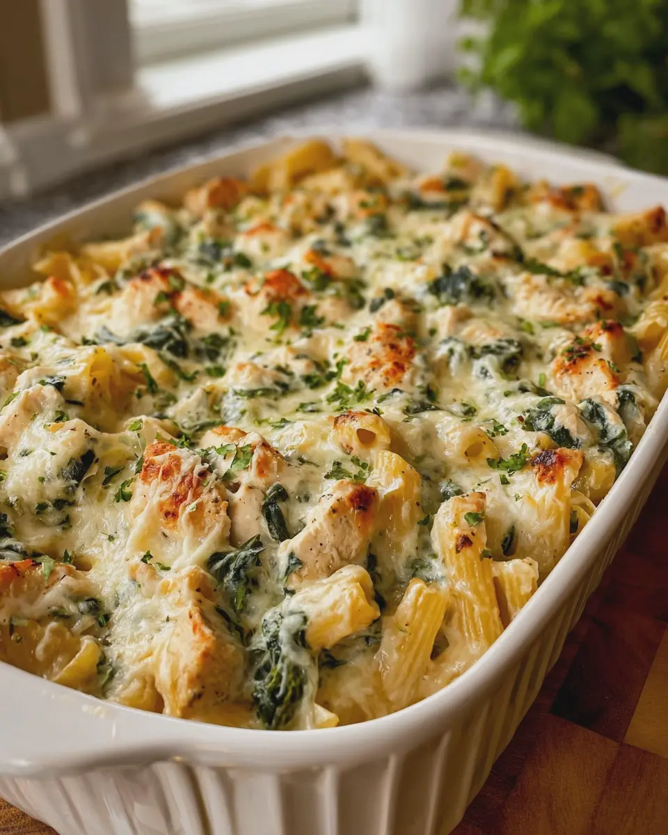 Creamy Spinach Chicken Pasta Bake: An Easy Family Favorite