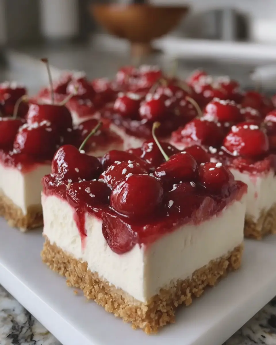No-Bake Cherry Cheesecake Bars: Easy, Indulgent Delight for All