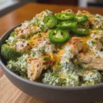 High Protein Broccoli Pepper Jack Chicken Cottage Cheese Bowls
