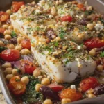 High-Protein Mediterranean Baked Cod with Chickpeas