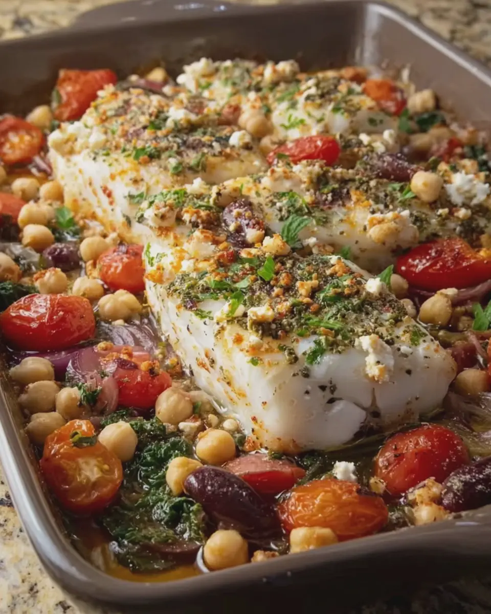 High-Protein Mediterranean Baked Cod with Chickpeas: A Flavorful Twist