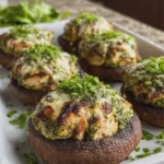 High-Protein Pesto Chicken Stuffed Portobello Mushrooms