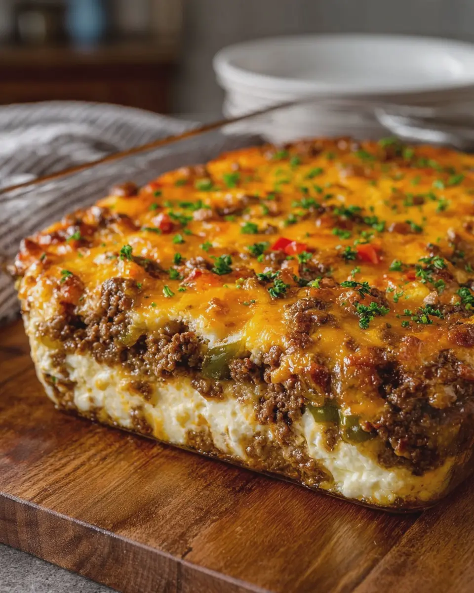 39g Protein Cheesy Philly Cheesesteak Bake with Turkey Bacon Delight