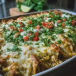High-Protein Salsa Verde Chicken Enchilada Bake