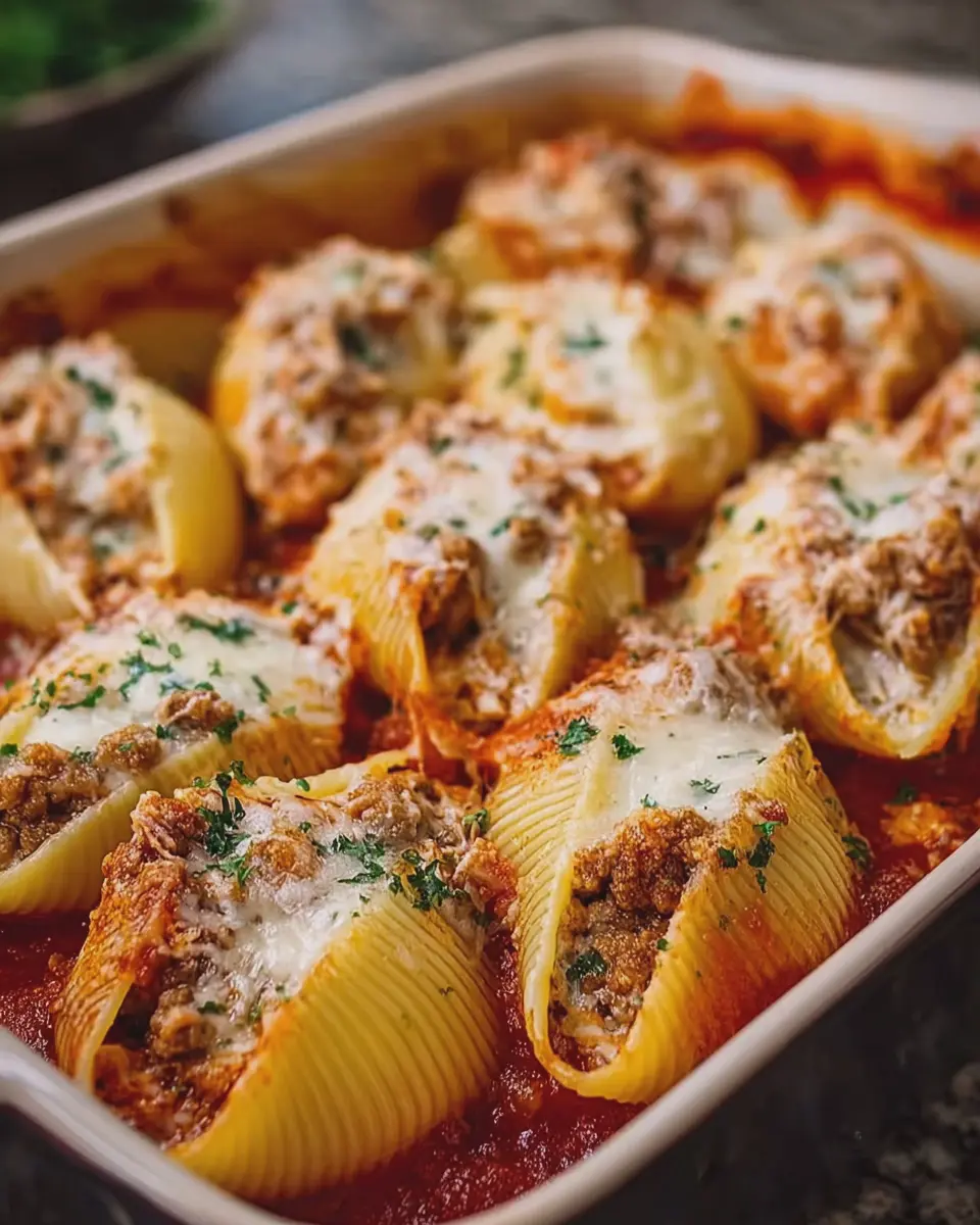 Cheesy Beef Stuffed Shells