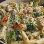 Garlic Tuscan Penne with Chicken, Broccoli, and Parmesan Cream