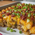 Loaded Turkey Bacon Cheeseburger Tater Tot Casserole