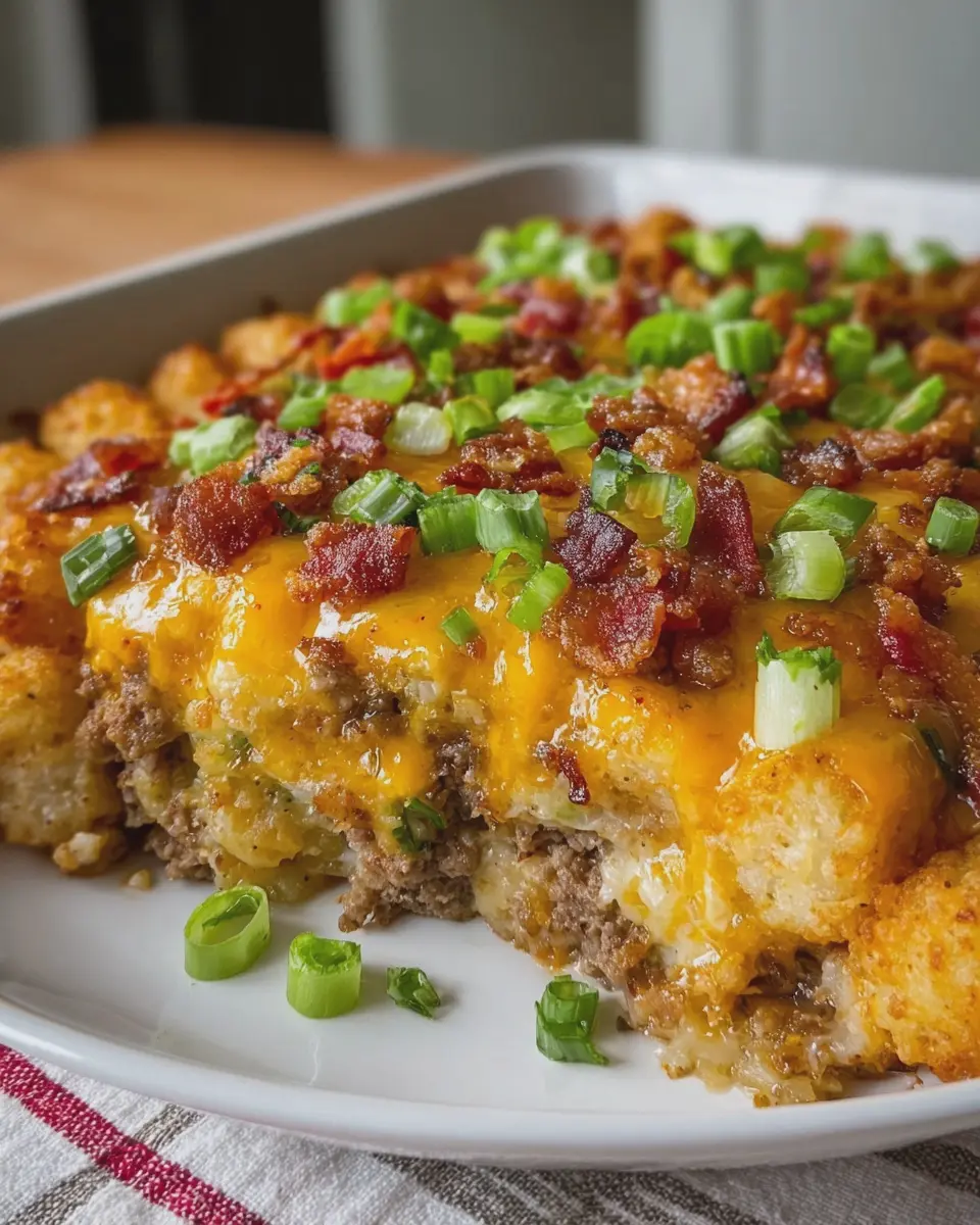 Loaded Turkey Bacon Cheeseburger Tater Tot Casserole Delightfully Easy and Indulgent