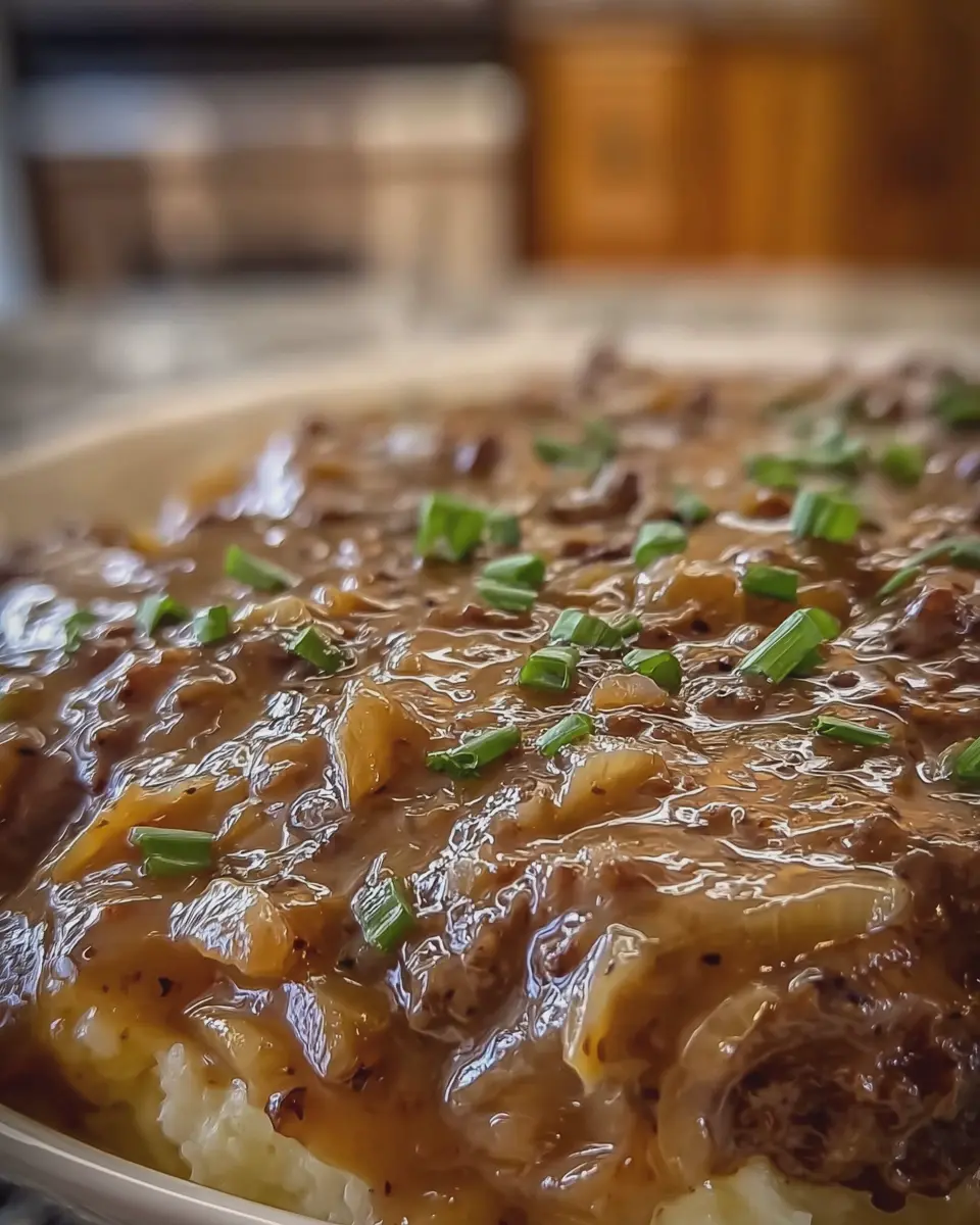 Smothered Hamburger Onion Gravy Supper: Easy Comfort Food Delight