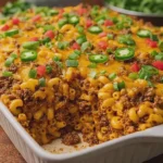 Crispy Beef Taco Mac and Cheese Bake