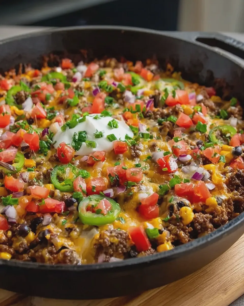 Loaded Taco Skillet: Easy Family Meal with Turkey Bacon Delight