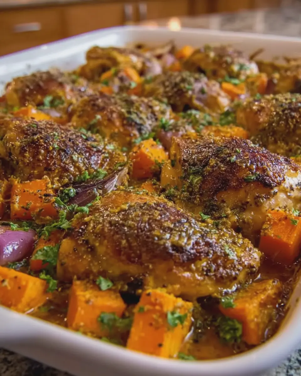 Honey Mustard Chicken &amp; Sweet Potato Bake Made Simple and Delicious
