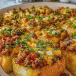 Cheesy Sloppy Joe Garlic Bread Bake