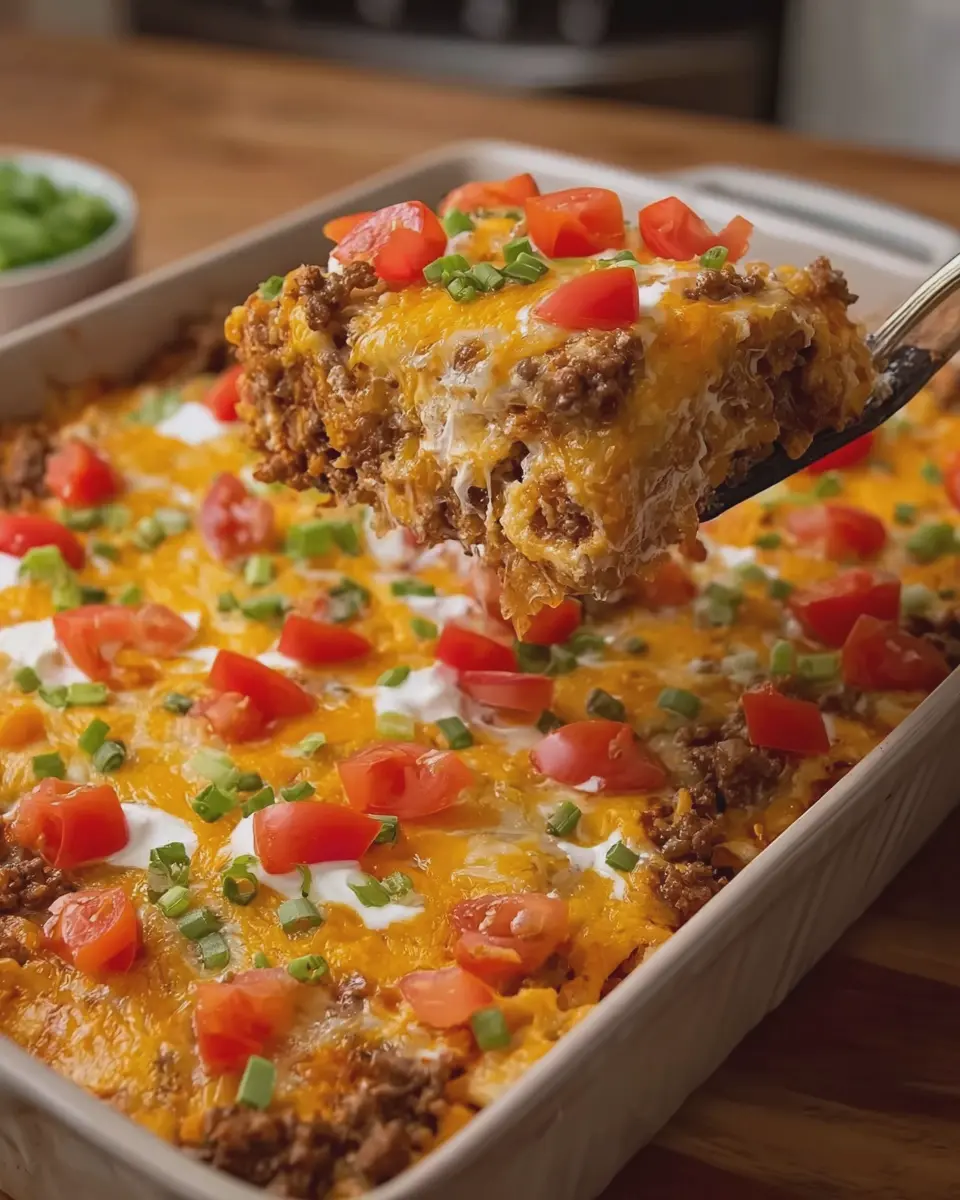 Creamy and Cheesy Taco Casserole with Turkey Bacon Delight