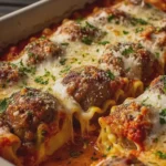 Cheesy Garlic Beef Meatball Lasagna Rolls