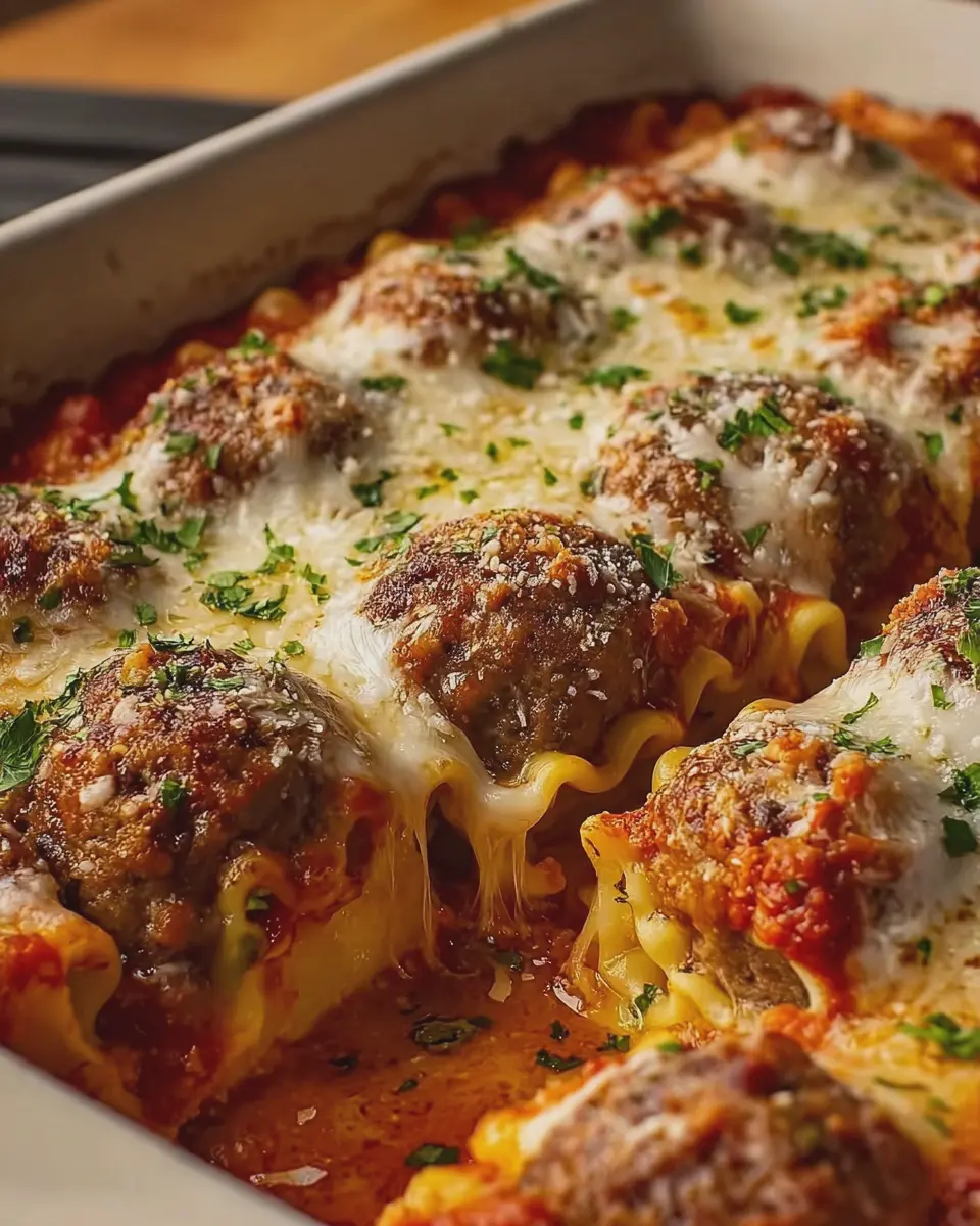 Cheesy Garlic Beef Meatball Lasagna Rolls: A Comforting Delight