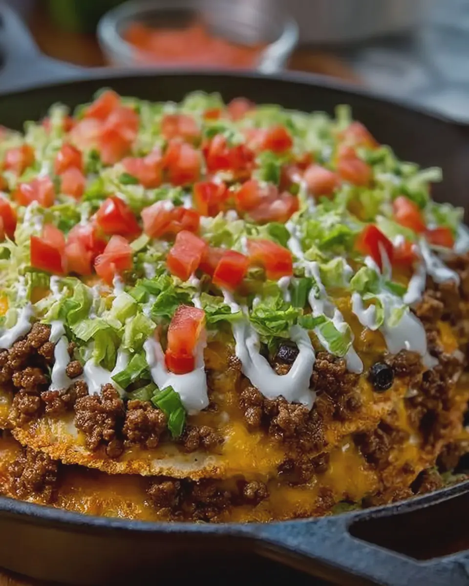 Cheesy Crunchwrap Ground Beef Taco Skillet: Easy and Indulgent Meal