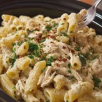 Crockpot Garlic Parmesan Chicken Pasta