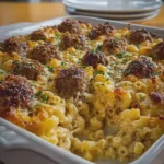 Swedish Meatball Mac and Cheese Casserole