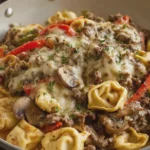 Creamy Philly Cheesesteak Ground Beef Tortellini