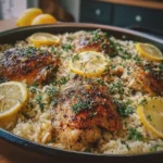 One Pan Greek Chicken and Lemon Rice