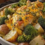 Crockpot Cheddar Broccoli Chicken and Potatoes