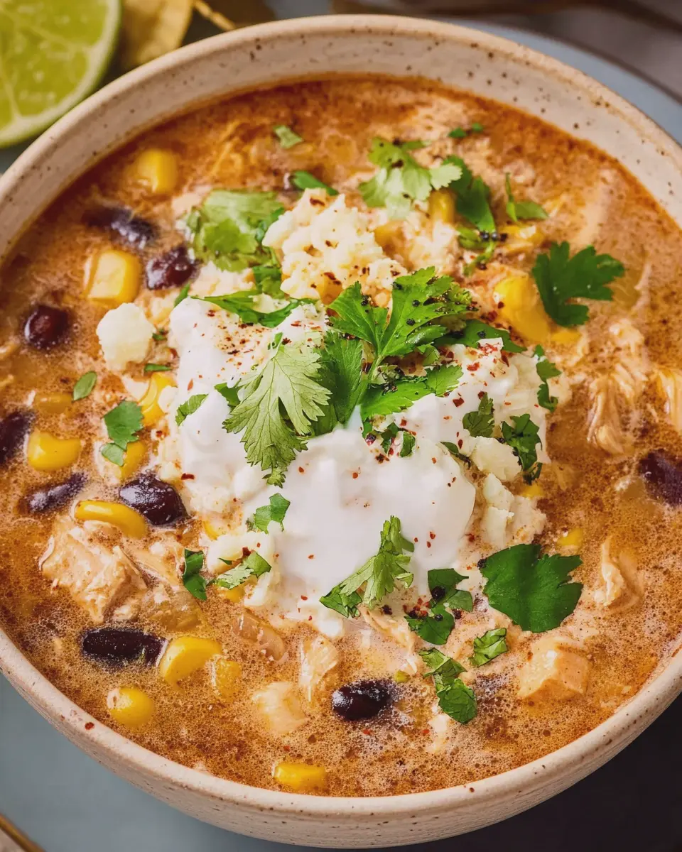 Slow Cooker Street Corn Chicken Taco Soup
