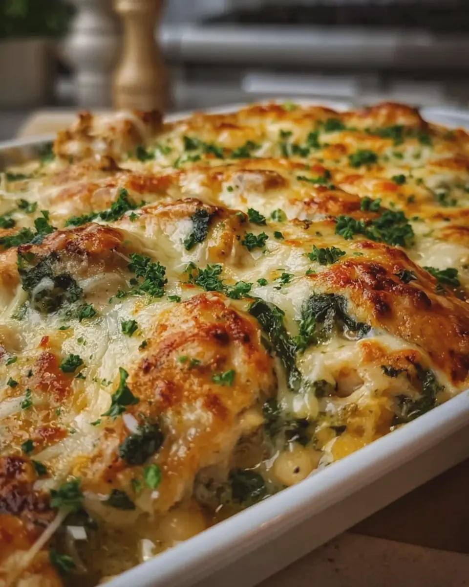High-Protein Cheesy Chicken Bake with Spinach & Turkey Bacon Delight