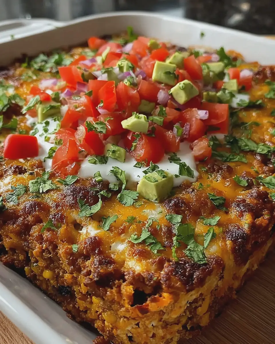 High Protein Loaded Taco Casserole with Turkey Bacon Twist