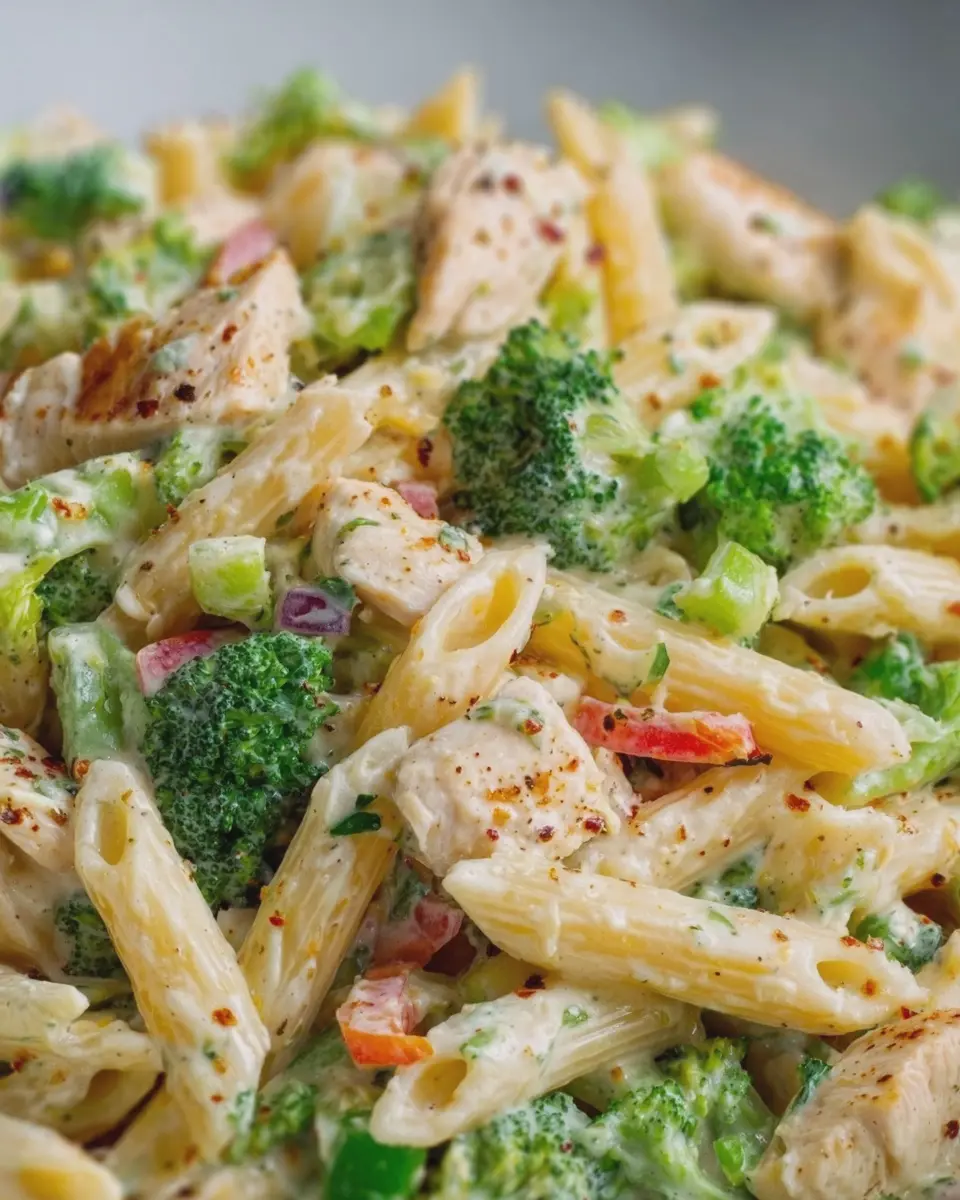 Creamy Chicken Penne with Broccoli and Peppers: A Quick Family Favorite