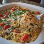 Creamy Tuscan Chicken & Orzo Bake