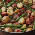 One Pot Smoked Sausage Potatoes and Green Beans