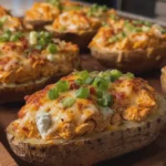 High Protein Buffalo Chicken Twice Baked Potatoes